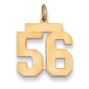 14K Yellow Gold Polished Finish Medium Size Number 56 Charm Pendant