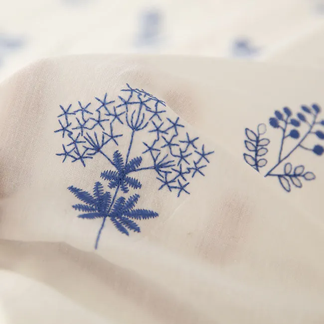 150cm Width x 95cm Length Premium Botanical Branches Embroidery Cotton Fabric