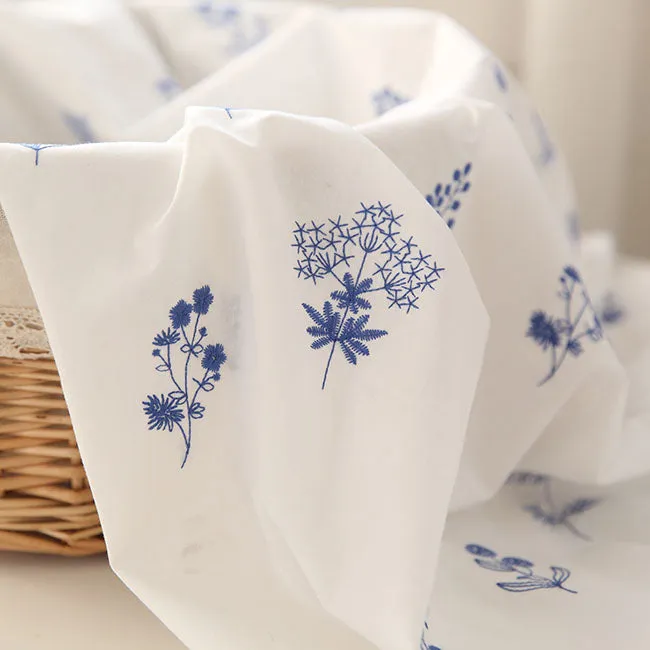 150cm Width x 95cm Length Premium Botanical Branches Embroidery Cotton Fabric