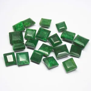 20 pcs, 13-16mm, Green Emerald Square Mixed Cut Wholesale Gemstone Lot, Natural Emerald