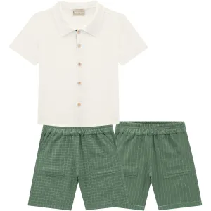 2Pc Button-Up & Short Set