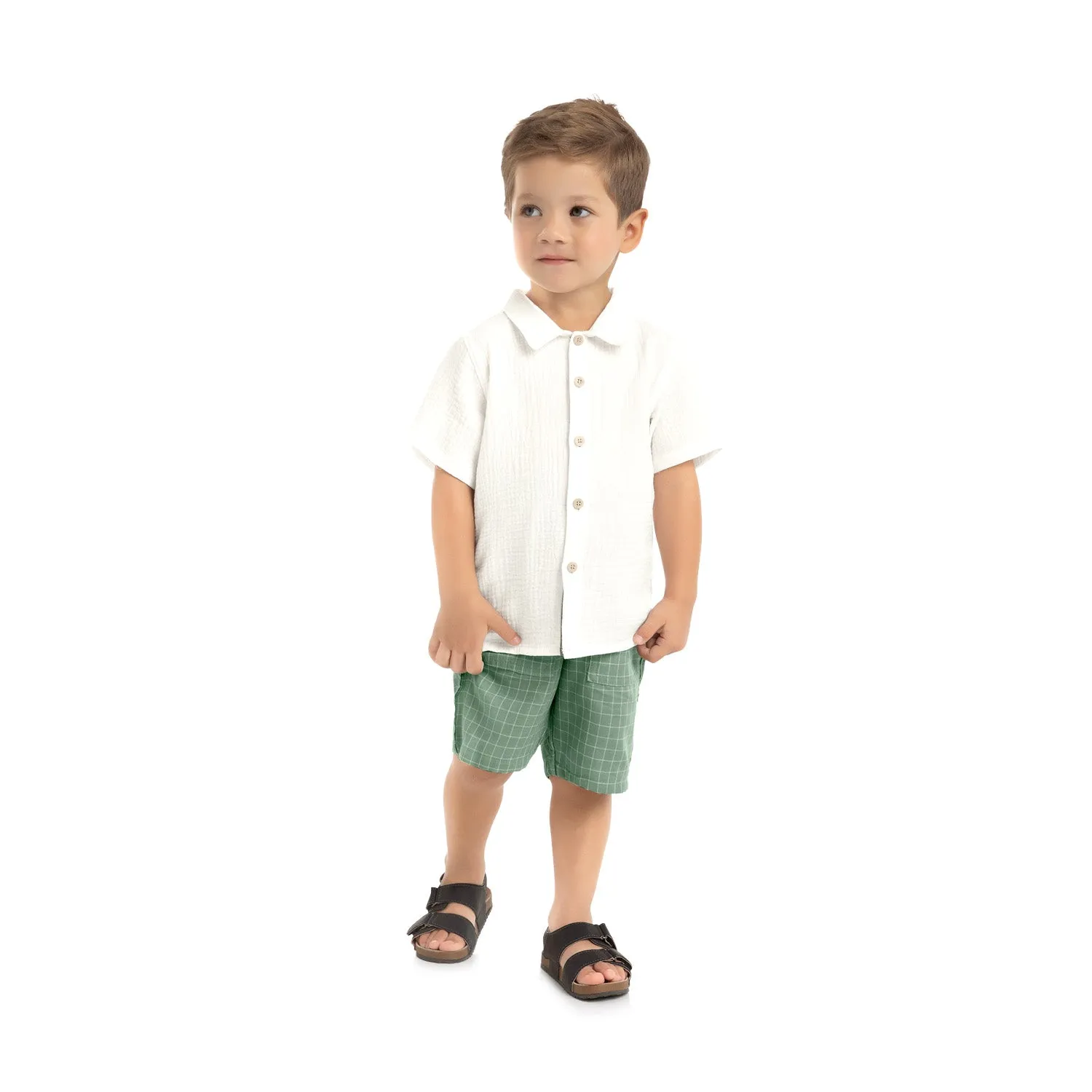2Pc Button-Up & Short Set