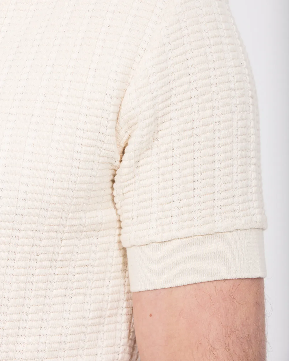 2t Vincent Tall Jacquard Open Collar Polo Shirt (cream)