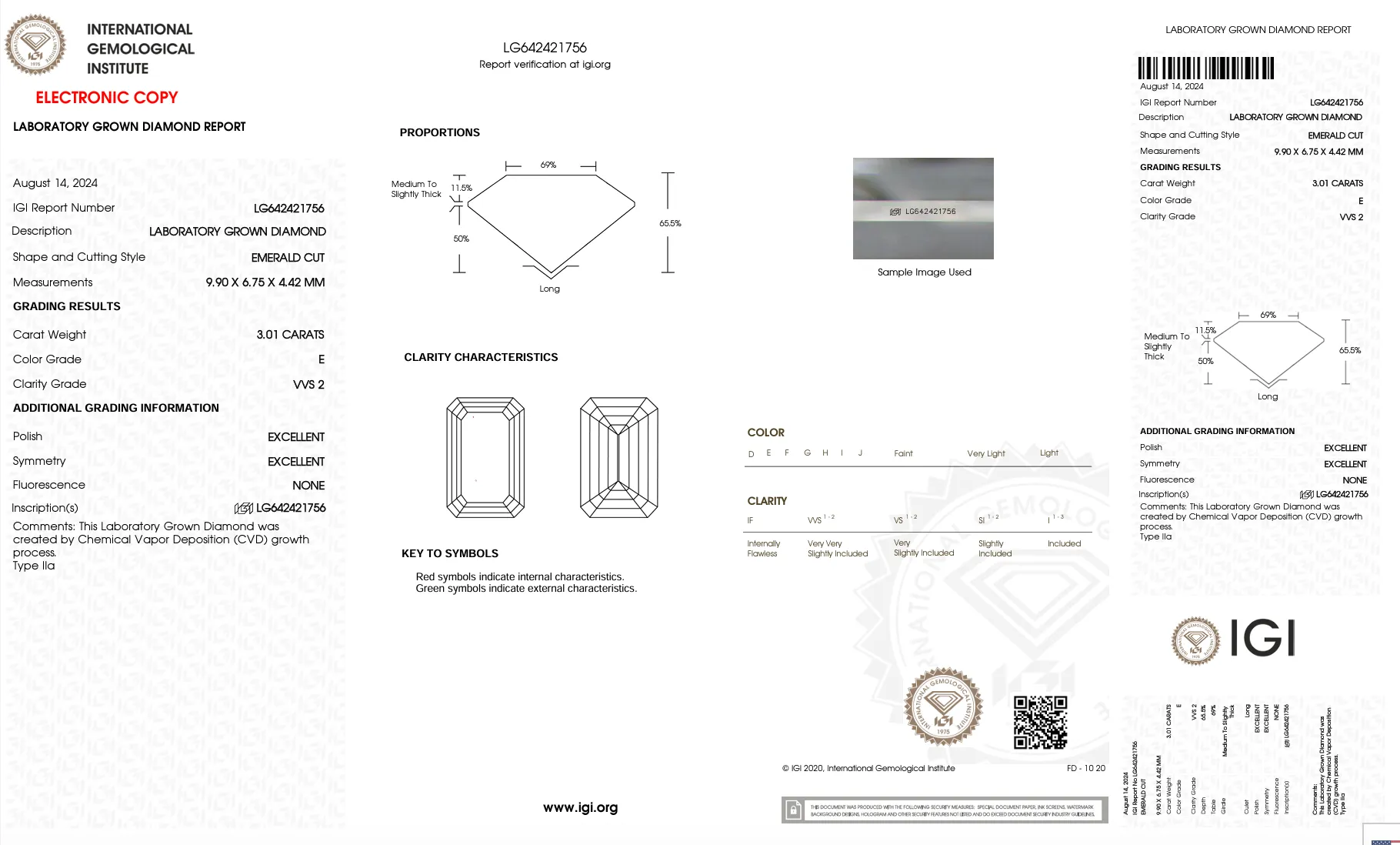 3.01 CARAT EMERALD LAB DIAMOND
