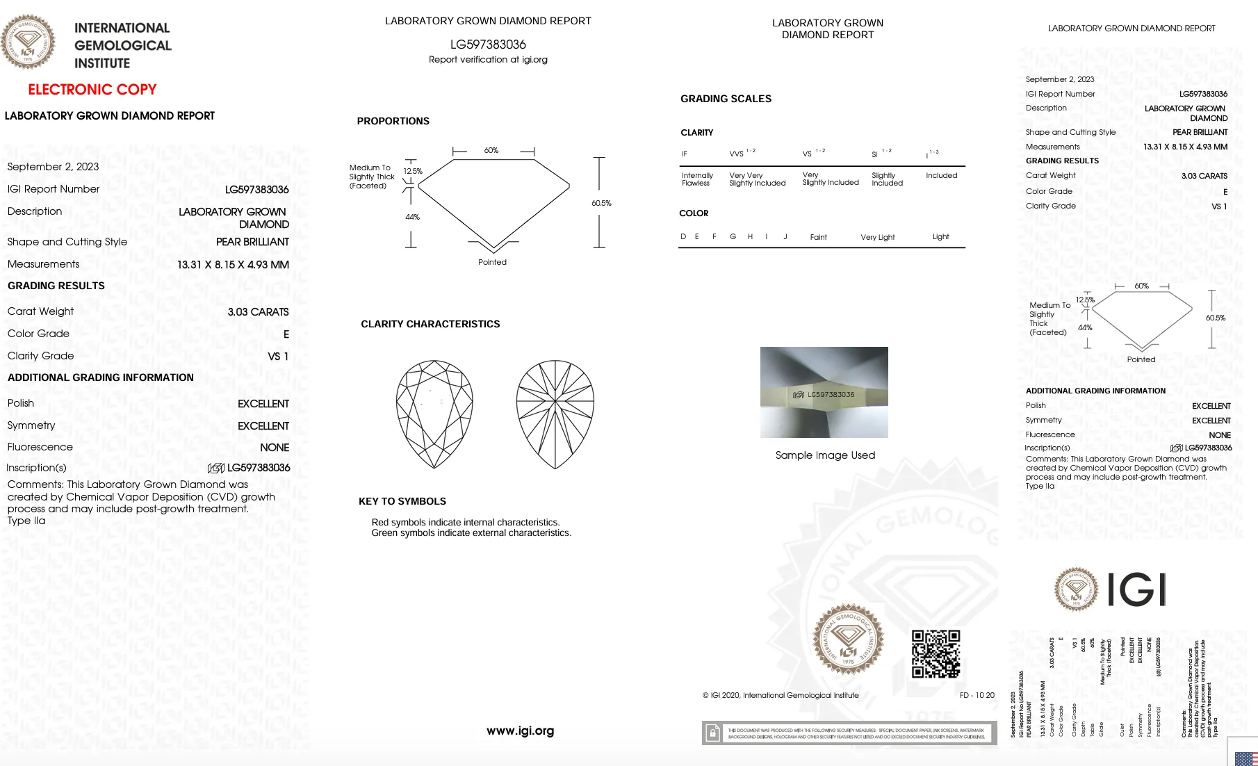 3.03 CARAT PEAR LAB GROWN DIAMOND