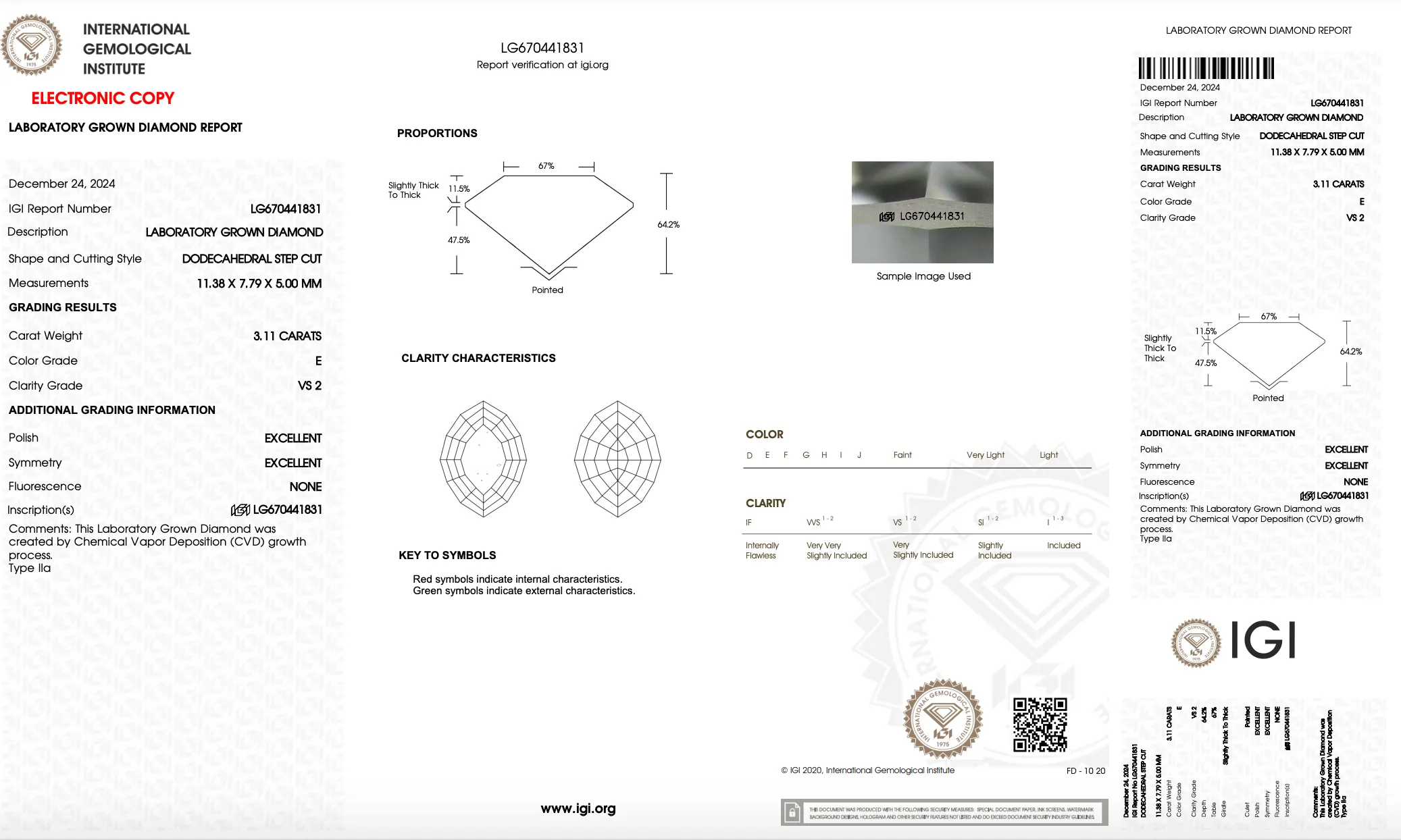 3.11 CARAT STEP CUT OVAL LAB GROWN DIAMOND