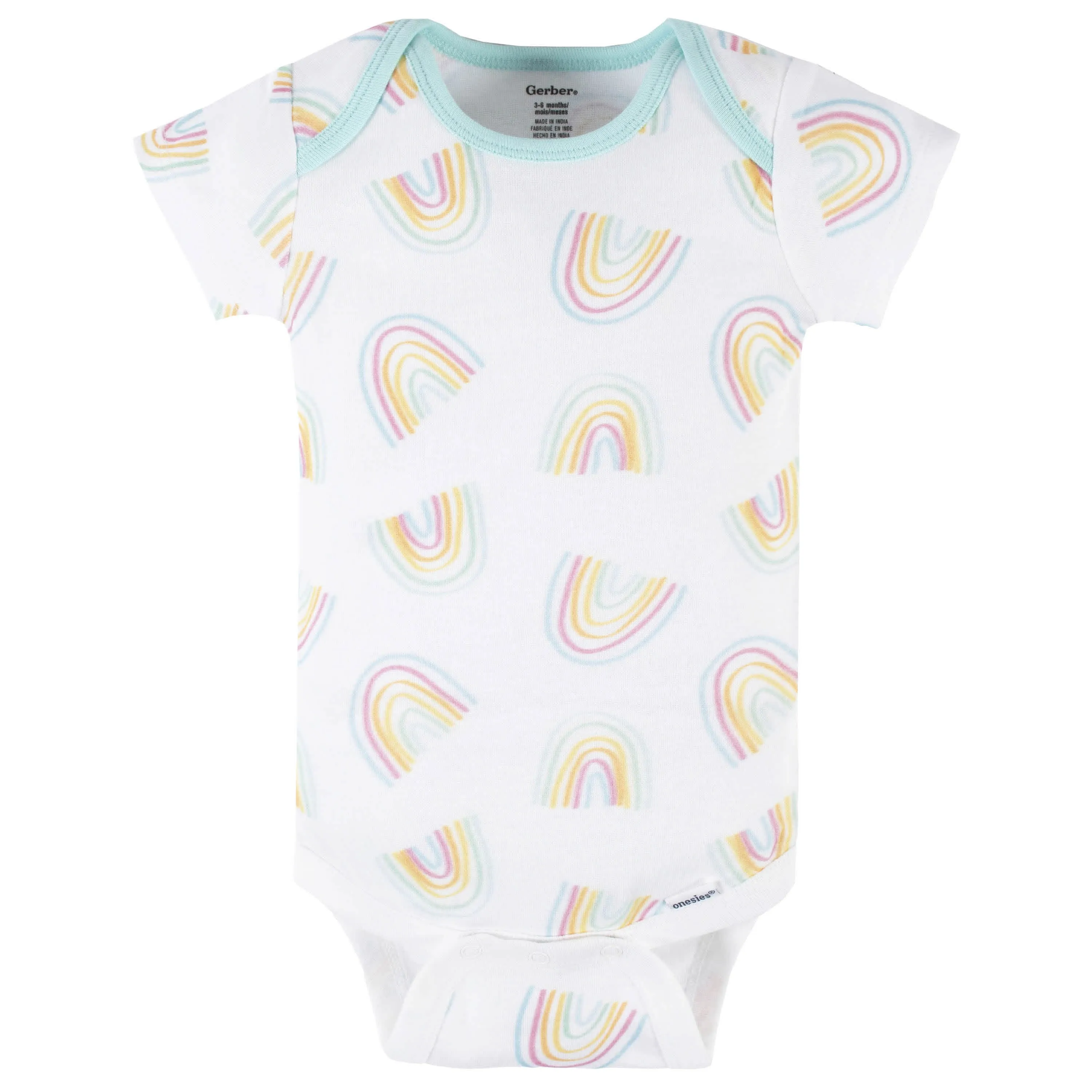 4-Pack Baby Girls Dots Of Rainbows Short Sleeve Onesies® Bodysuits