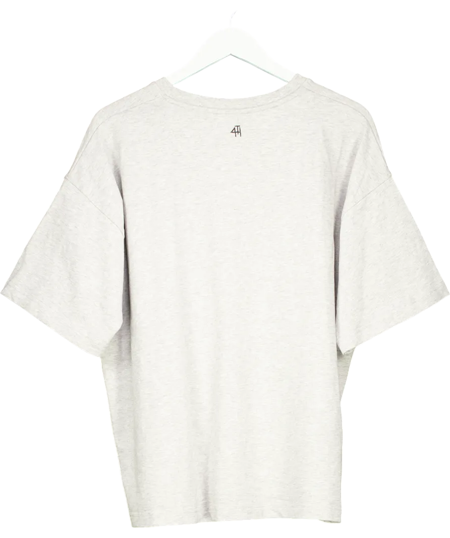 4th & Reckless Grey Distressed Slogan Oversized T-shirt UK M