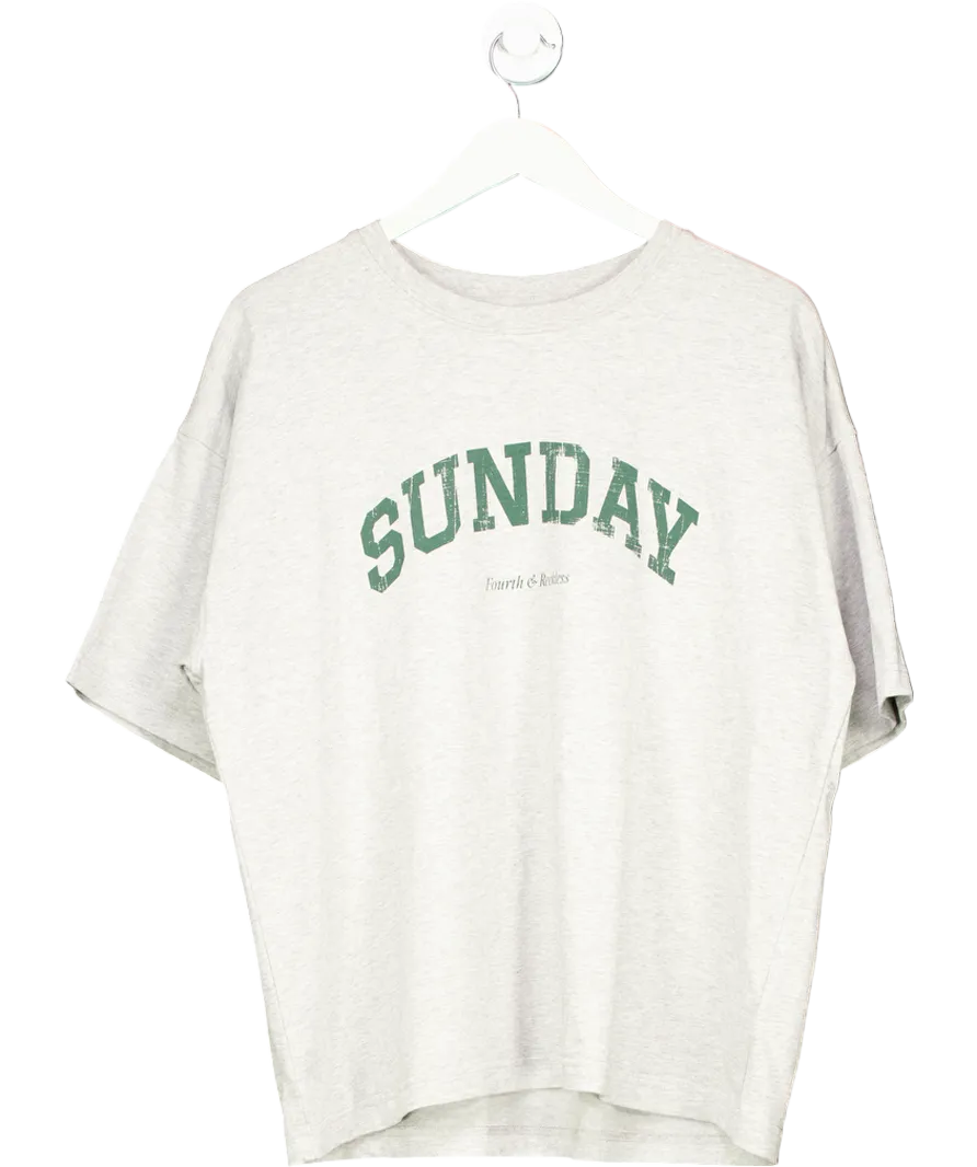 4th & Reckless Grey Distressed Slogan Oversized T-shirt UK M