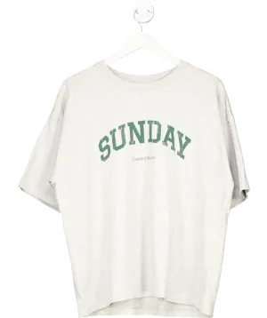 4th & Reckless Grey Distressed Slogan Oversized T-shirt UK M