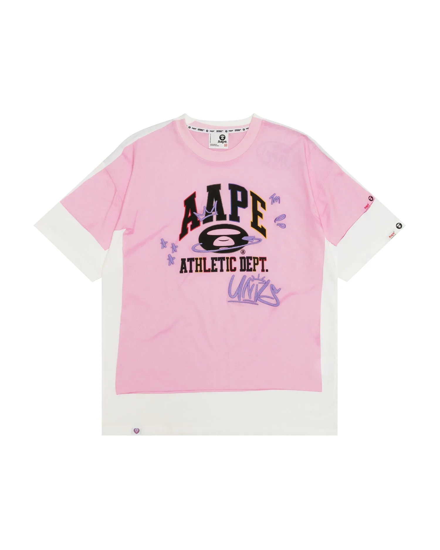 AAPEUNVS moonface logo layered graphic tee