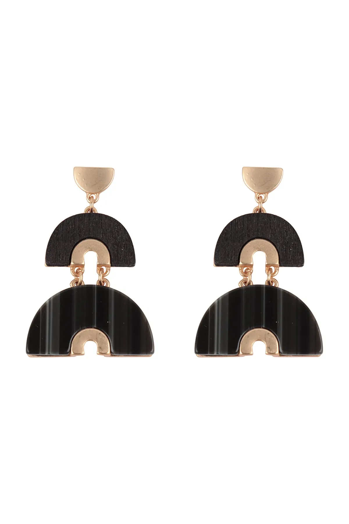 ACETATE WOOD ARCH LAYERED DROP EARRINGS