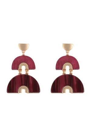 ACETATE WOOD ARCH LAYERED DROP EARRINGS