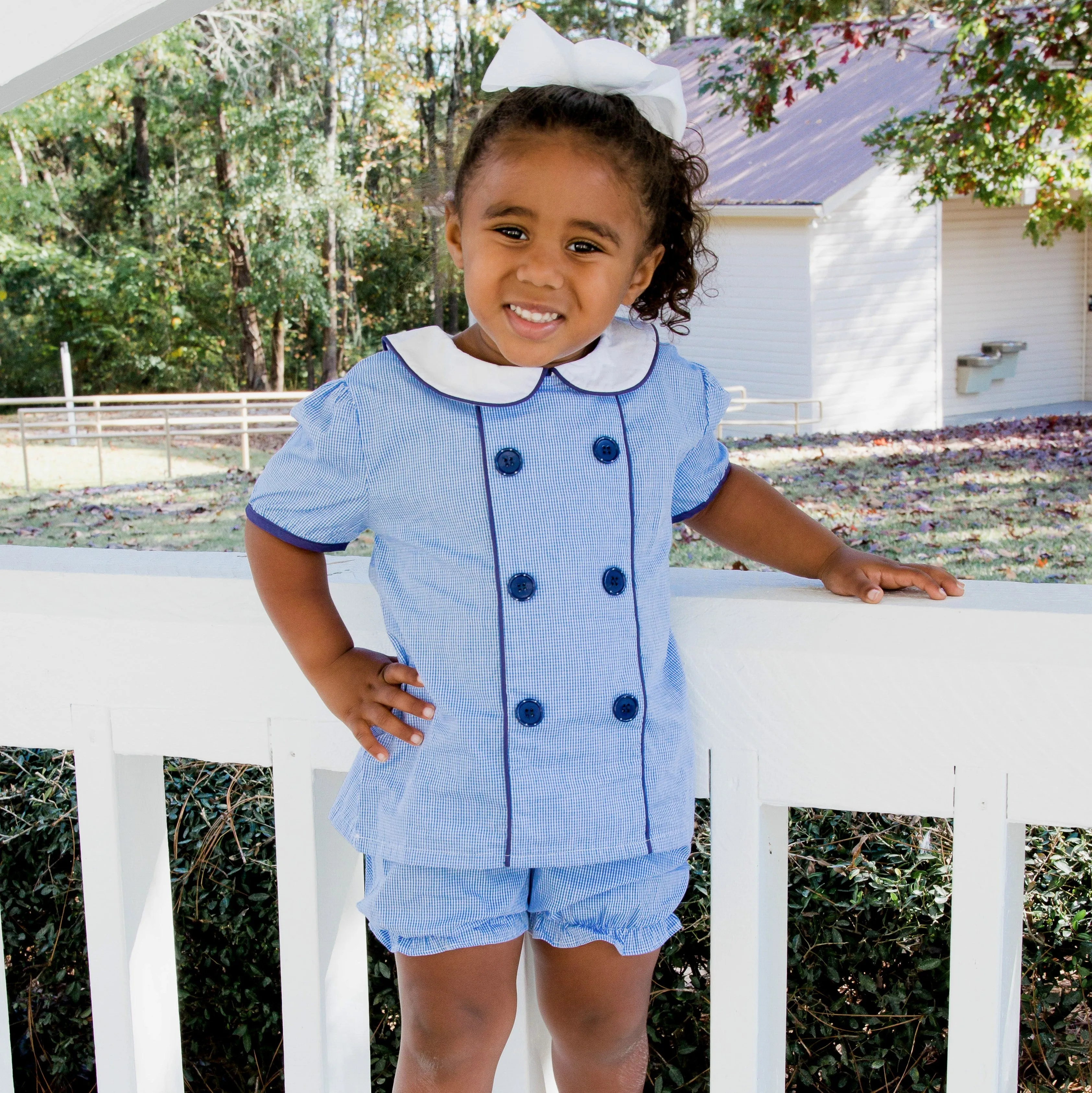Addison Bloomer Set, Blue Mini Gingham