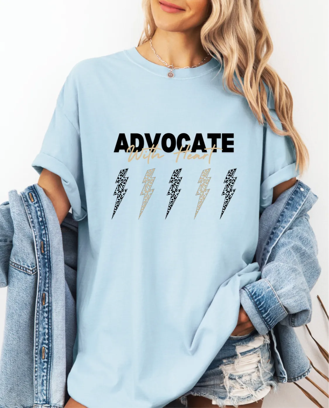 Advocate with Heart Cheetah lighting bolt Tee