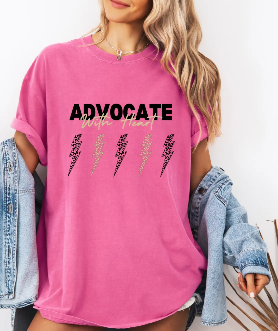Advocate with Heart Cheetah lighting bolt Tee