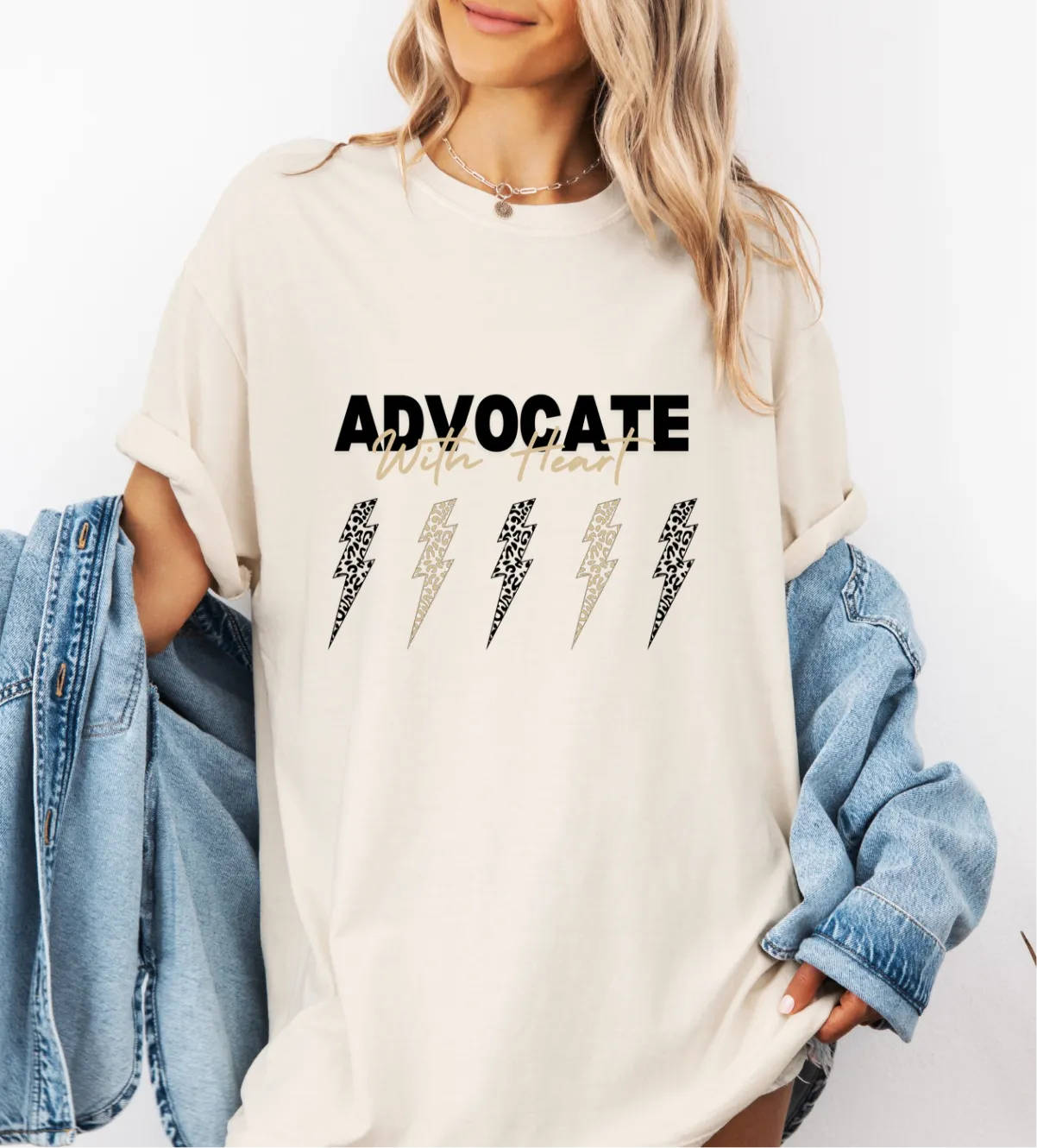 Advocate with Heart Cheetah lighting bolt Tee