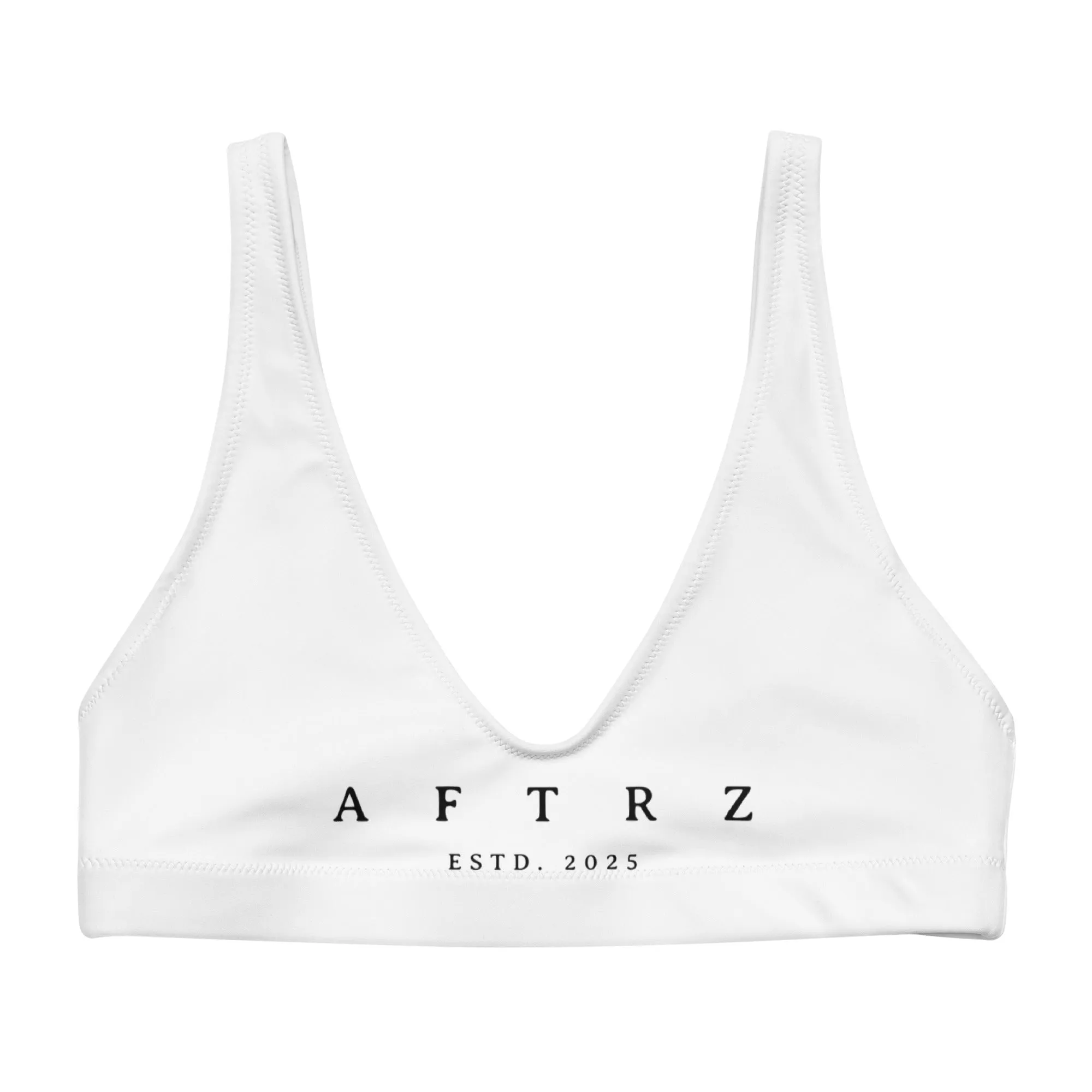 Aftrz Classics Padded Bikini Top - White with Black Logo