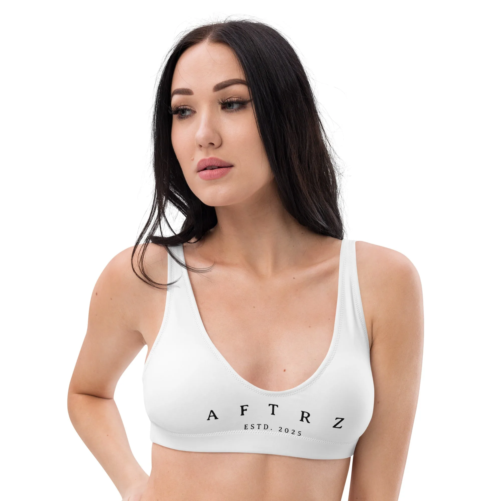 Aftrz Classics Padded Bikini Top - White with Black Logo