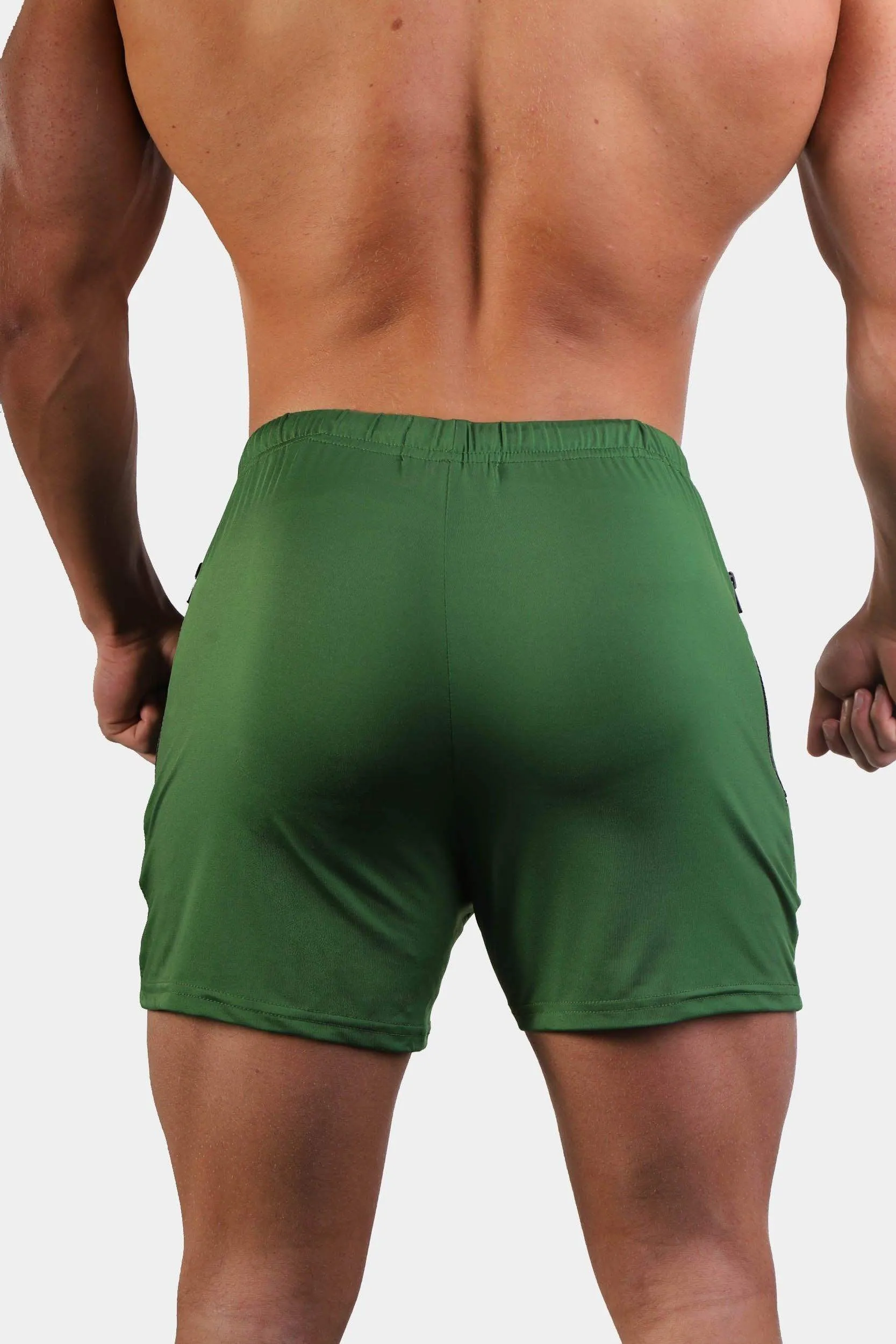 Agile Bodybuilding 4'' Shorts w Zipper Pockets - Green