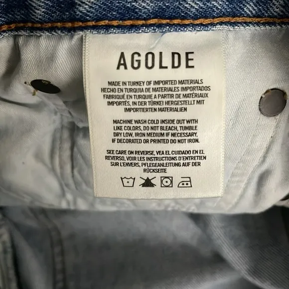 AGOLDE 90'S Mid Rise Loose Denim Shorts In Riptide Size 28