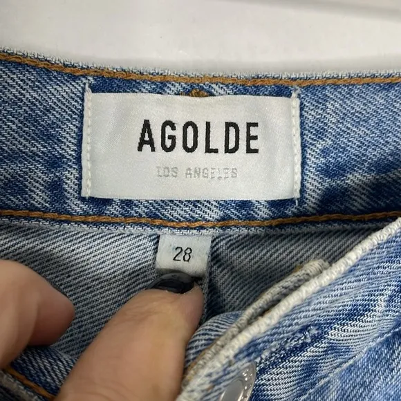 AGOLDE 90'S Mid Rise Loose Denim Shorts In Riptide Size 28