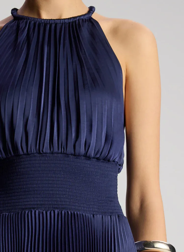 A.L.C. Renzo II Satin Pleated Dress in Riviera