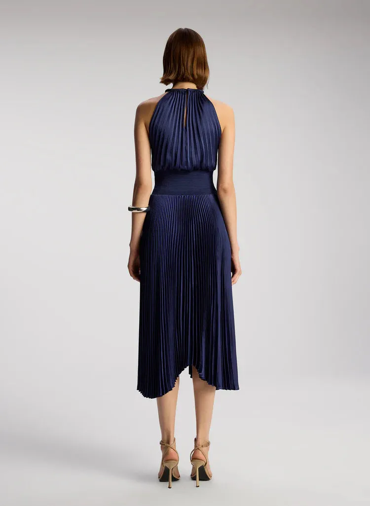 A.L.C. Renzo II Satin Pleated Dress in Riviera