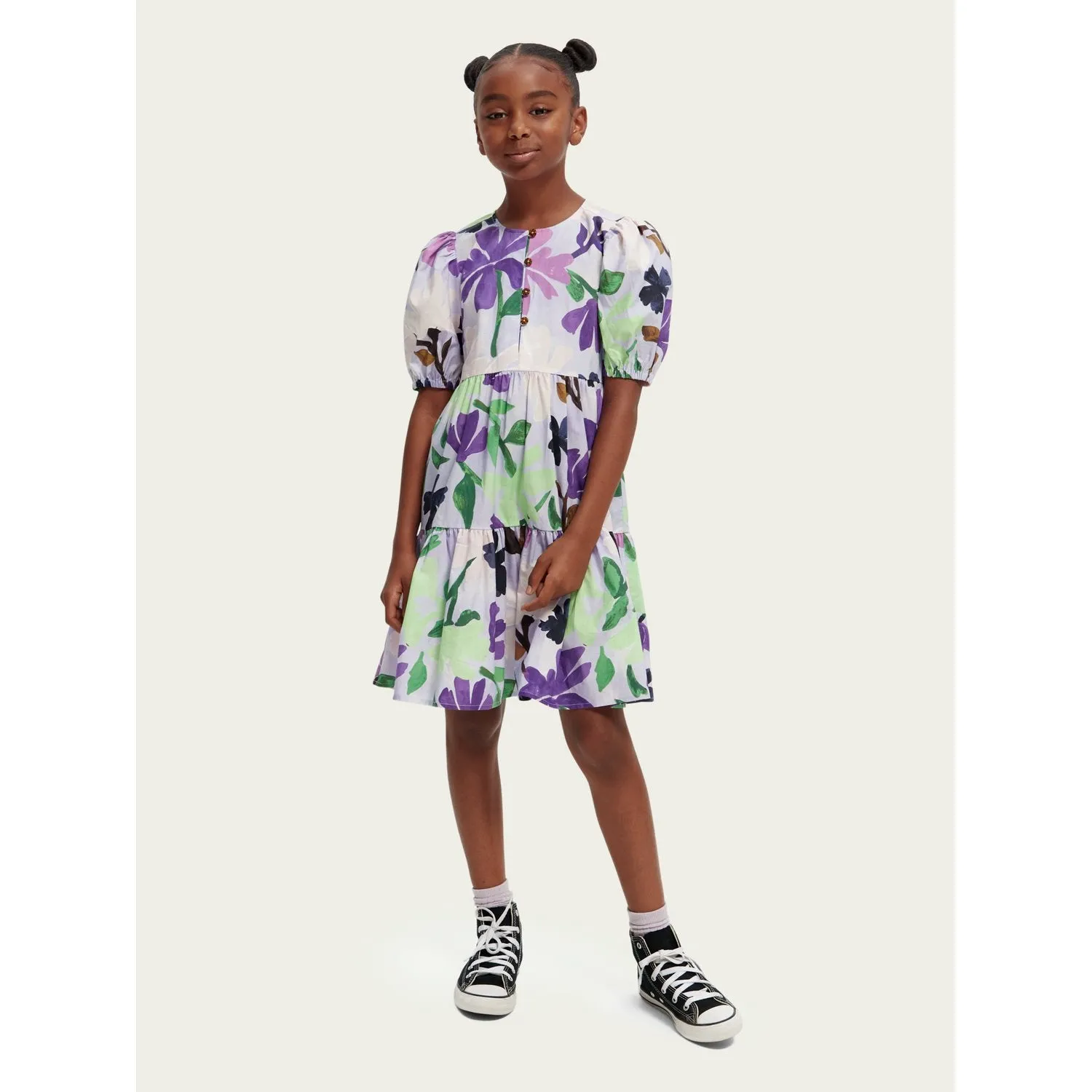All-Over Printed Short-Sleeved Dress