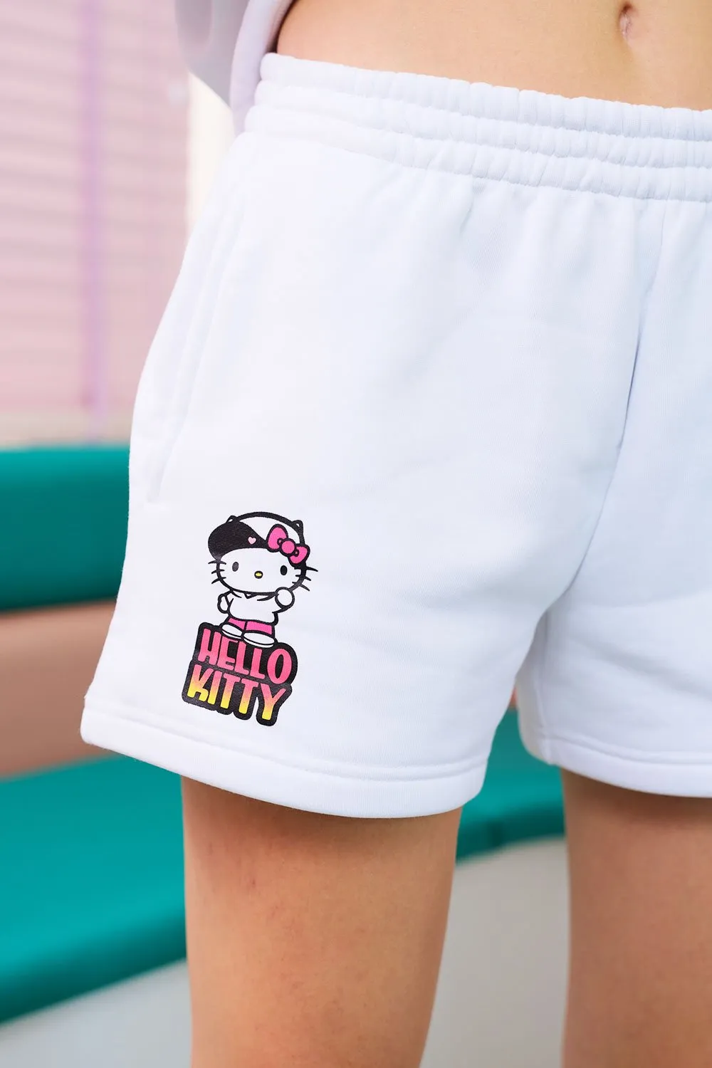 All White Hello Kitty Shorts