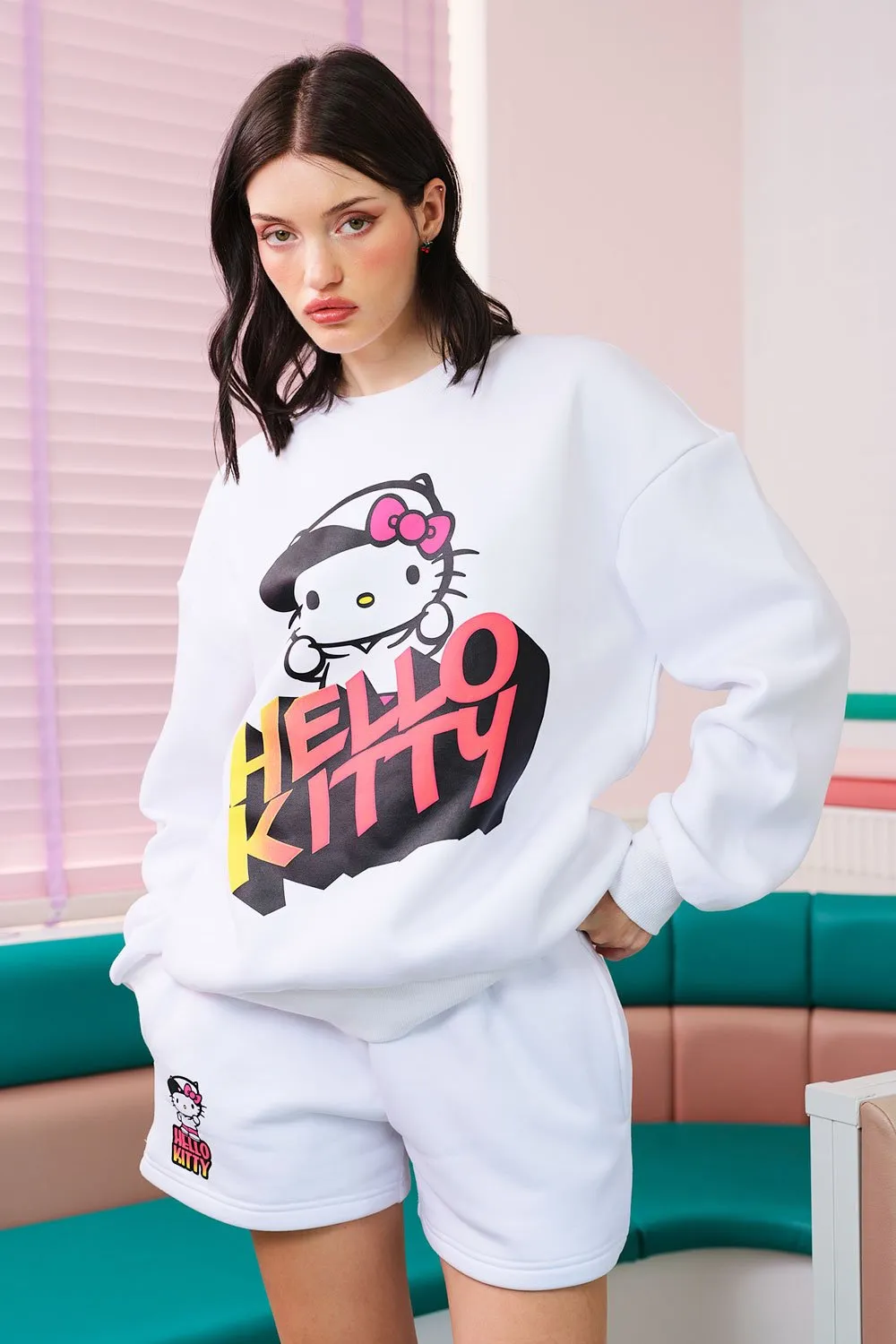 All White Hello Kitty Shorts