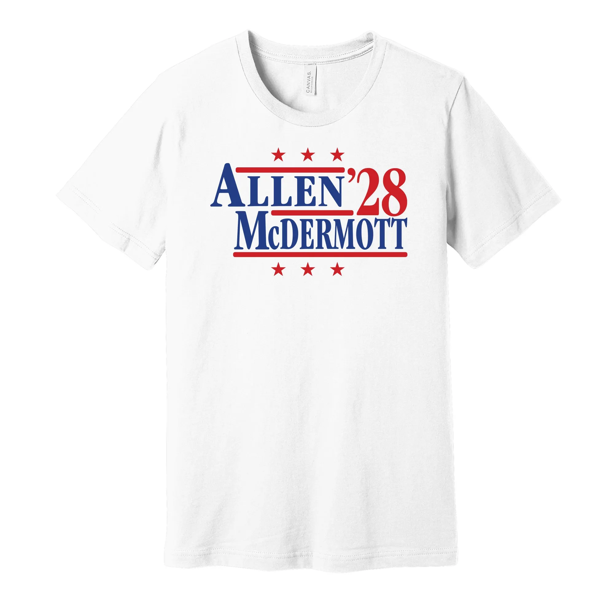 Allen & McDermott '28 - Buffalo Football Legends Political Campaign Parody T-Shirt - Hyper Than Hype Shirts