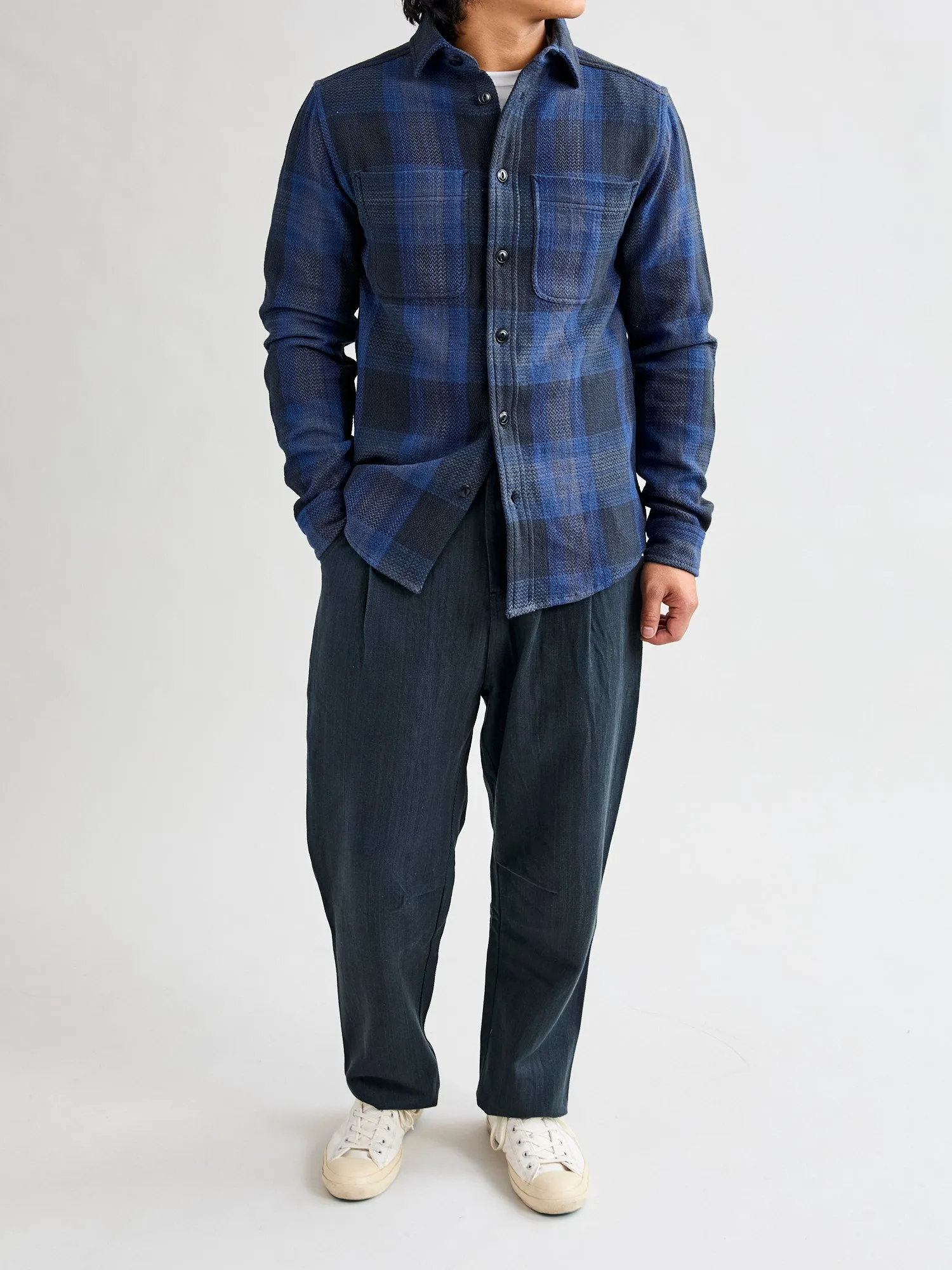 Ames Workshirt in Iron/Indigo Plaid
