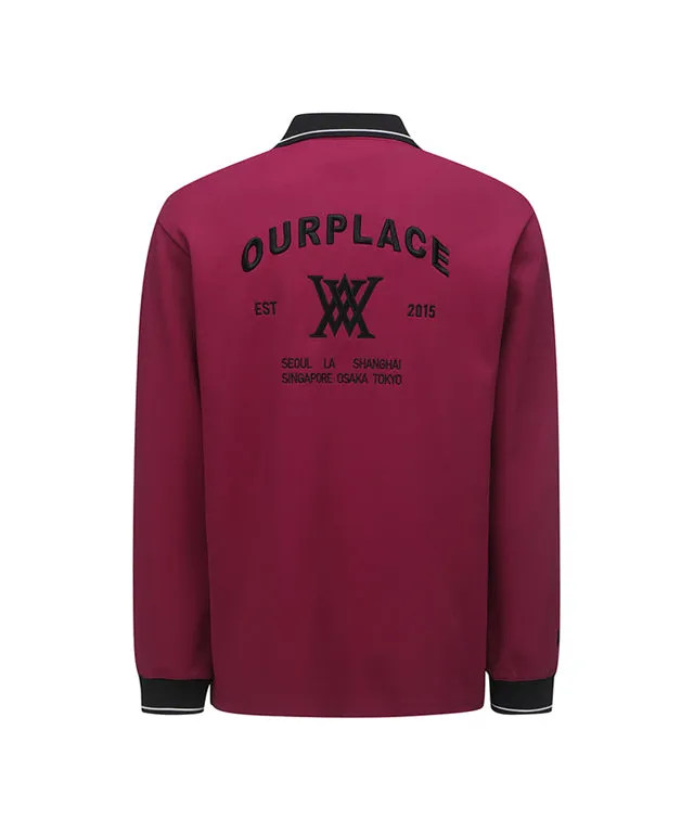 ANEW Golf: Men Back Big Logo Long T-Shirt - Burgundy