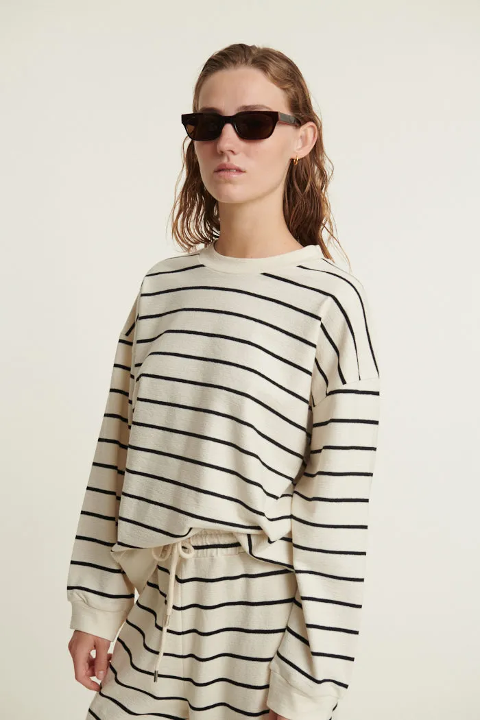 Anneli Oversized LS Sweat - Birch/Black