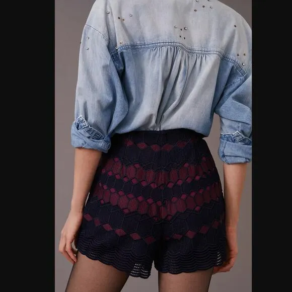 Anthropologie Maeve Lace Knit Shorts - New - Size 4