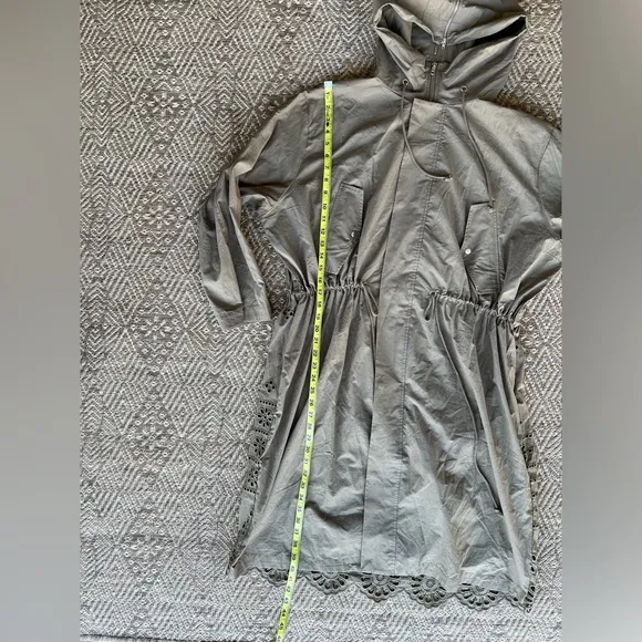 Anthropologie Othilia Harriet Emroidered Utility Long Anorak Coat Green‎ Women's