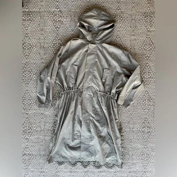 Anthropologie Othilia Harriet Emroidered Utility Long Anorak Coat Green‎ Women's