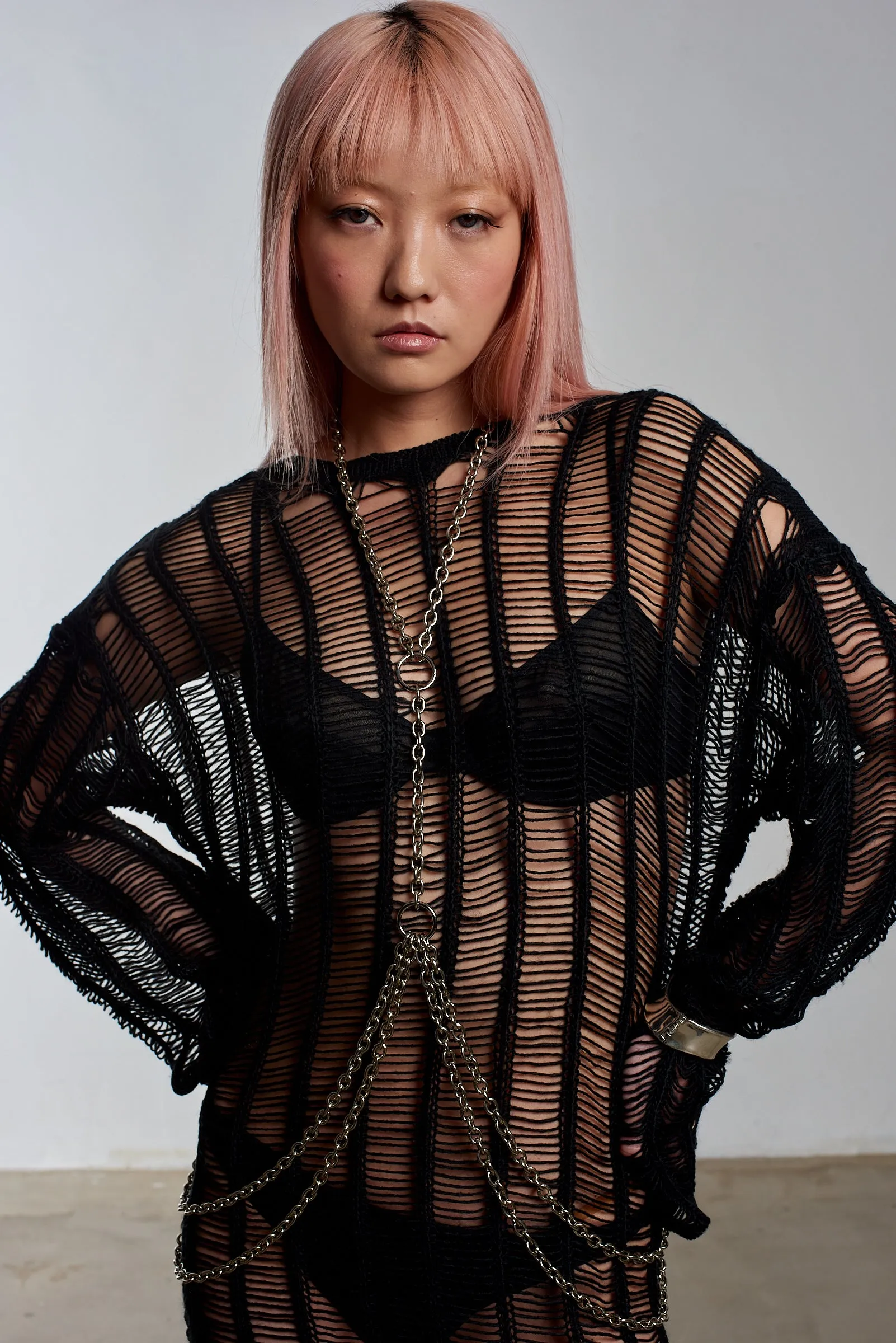 Armour Chain Harness Knit Maxi Dress
