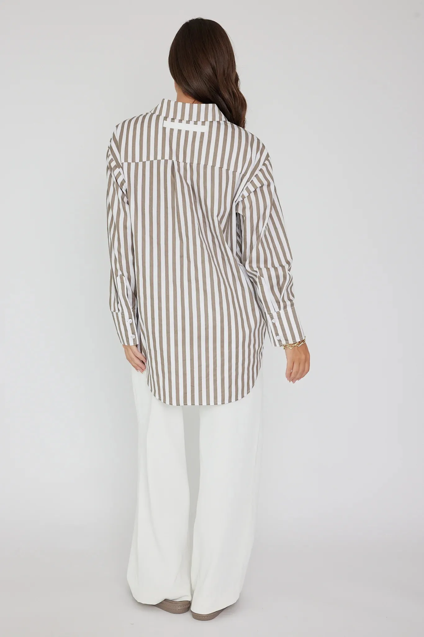 Austin Shirt in Taupe Stripe