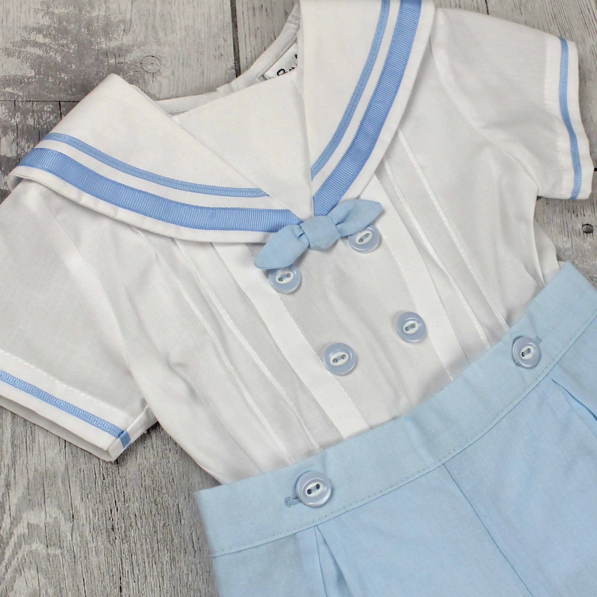 Baby Boys Sailor 2 Piece Shorts and Shirt Outfit - Sarah Louise 011875A