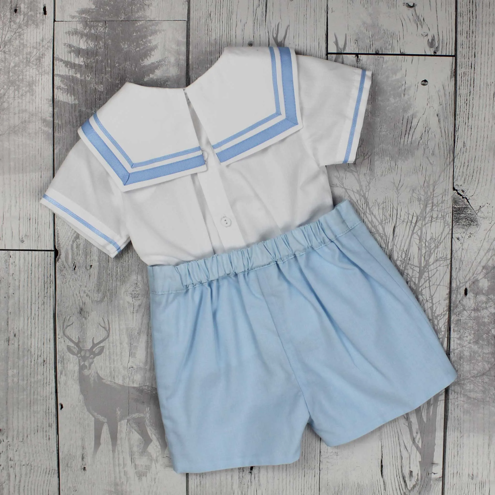 Baby Boys Sailor 2 Piece Shorts and Shirt Outfit - Sarah Louise 011875A