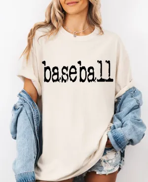 Baseball Typewriter Tee/ Comfort Colors or Bella Canvas/ Youth and Adult Sizes