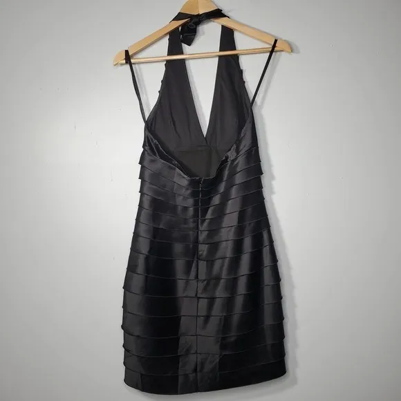 BCBGMaxazria Malin Layered Halter Cocktail Dress Black Size 4