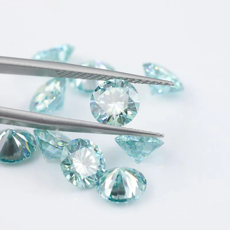 Beautiful 1ct Blue Loose Moissanite VVS1 Round Cut