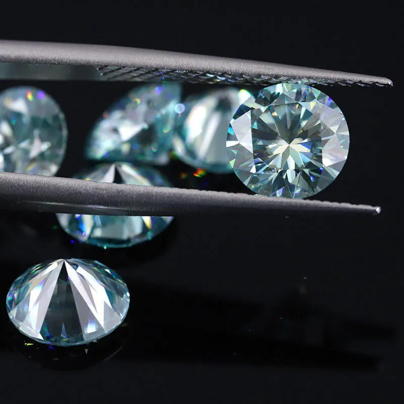 Beautiful 1ct Blue Loose Moissanite VVS1 Round Cut