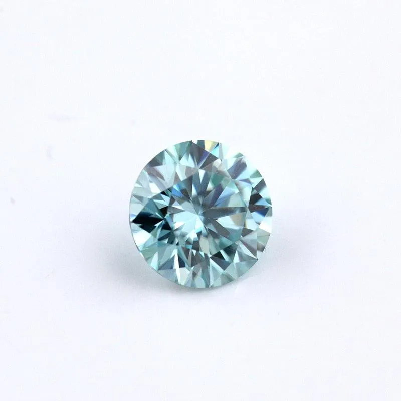 Beautiful 1ct Blue Loose Moissanite VVS1 Round Cut