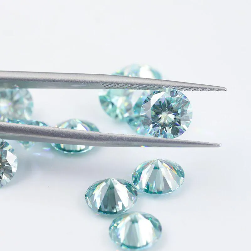 Beautiful 1ct Blue Loose Moissanite VVS1 Round Cut
