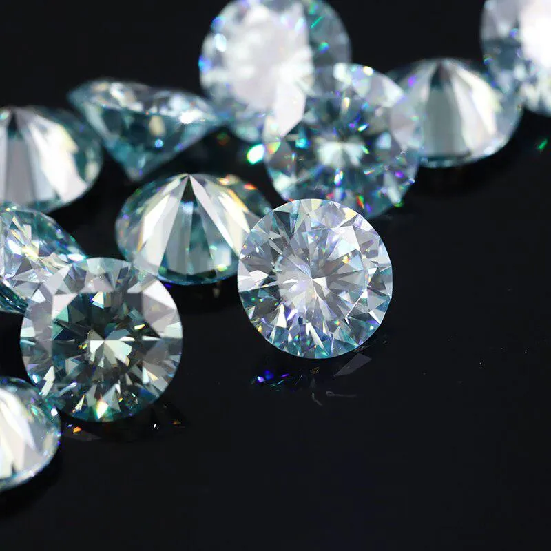 Beautiful 1ct Blue Loose Moissanite VVS1 Round Cut