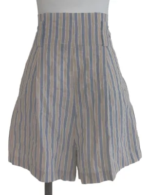 Beige Blue Striped Short